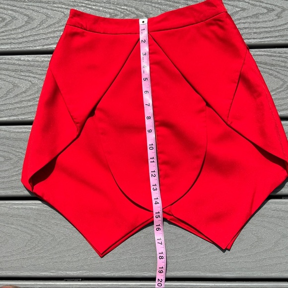 MDS Red Skirt Layered Mini Zip Up Back Size Small Red - Picture 5 of 10